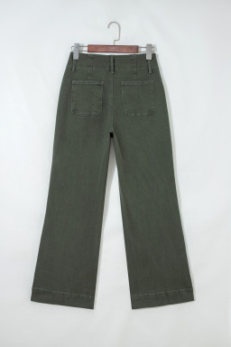 Mist Green 2-Button High Waist Flared Bottom Jeans