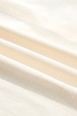 Beige Contrast Color Trim Button Down Long Puff Sleeve Shirt