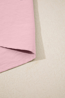 Light Pink Scallop Color Block Trim Puff Sleeve Mini Dress