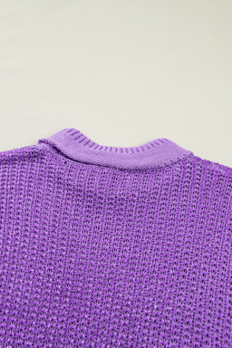 Wisteria Solid Color Knit High Neck Short Sleeve Sweater