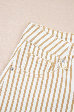 Khaki Stripe Casual Barrel Jeans