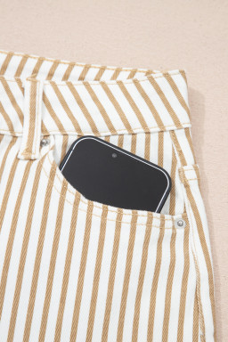 Khaki Stripe Casual Barrel Jeans