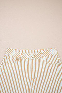 Khaki Stripe Casual Barrel Jeans