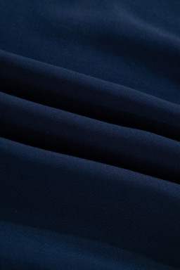 Navy Blue Button Detail Leopard Metallic Trim Short Sleeve Tunic Dress