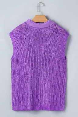 Wisteria Solid Color Knit High Neck Short Sleeve Sweater
