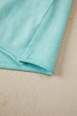 Mint Green Mineral Wash Raglan Sleeve Boxy Fit Cropped Tee