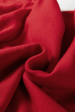 Racing Red Pearl Embellished Double Ruffle Short Sleeve Sweater