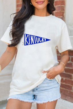 White KENTUCKY Pennant Print Casual Tee
