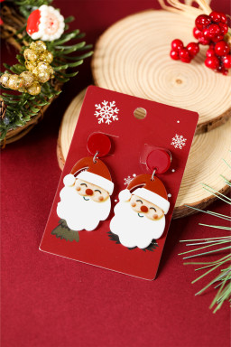Fiery Red Father Christmas Dangle Earrings