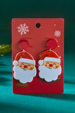 Fiery Red Father Christmas Dangle Earrings
