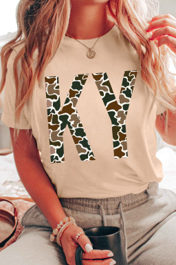Khaki Camouflage KY Printed Casual Tee