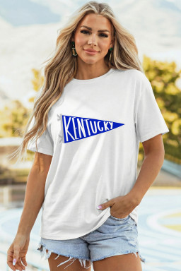 White KENTUCKY Pennant Print Casual Tee