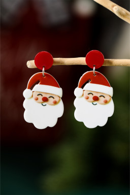 Fiery Red Father Christmas Dangle Earrings