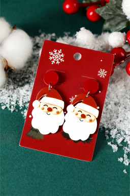 Fiery Red Father Christmas Dangle Earrings