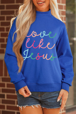 Dark Blue Love Like Jesus Mock Neck Sweatshirt