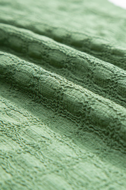 Grass Green Solid Color Textured Batwing Sleeve Tee