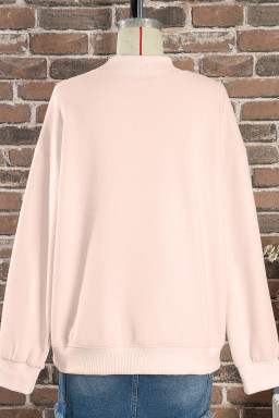 Apricot Pink He is Risen Floral Christian Easter Mock Neck Sweatshirt