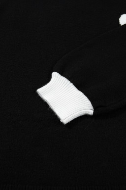 Black Heart Detail Contrast Cuffs Baggy Sweater