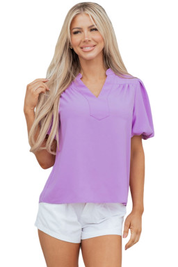 Phalaenopsis V Neck Puff Sleeve Summer Blouse
