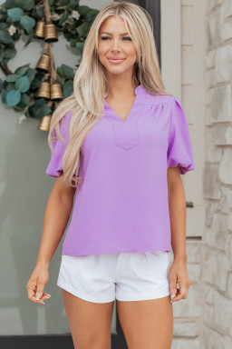 Phalaenopsis V Neck Puff Sleeve Summer Blouse