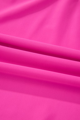 Rose Red Contrast Trim Neckline Active Shorts Attached One Piece Swim Dress