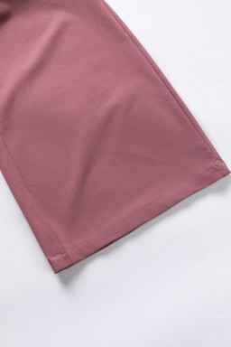 Rose Tan High Waisted Tie Front Side Pocket Wide Leg Flowy Casual Pants