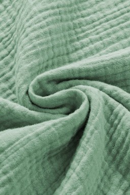 Green Frayed Batwing Sleeve Textured Cotton Blouse