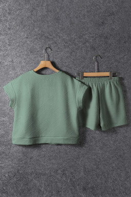 Mineral Blue Textured Short Sleeve Top and Shorts Set