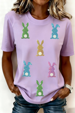 Wisteria Sequin Easter Bunny Patched Tee