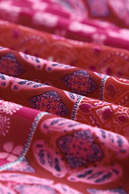 Purple Tiered Paisley Print Pocketed Maxi Skirt