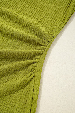 Spinach Green Solid Color Textured Ruched Side Bodycon Tank Dress