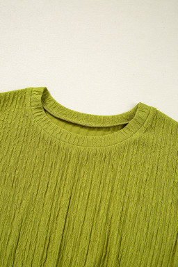 Spinach Green Solid Color Textured Ruched Side Bodycon Tank Dress