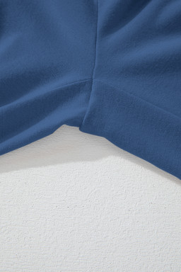 Sail Blue Solid Color Pleated Detail Elastic Waist Sleeveless Jumpsuit