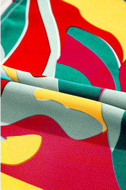 Multicolor Abstract Print Striped Detail Knot Strap Maxi Dress