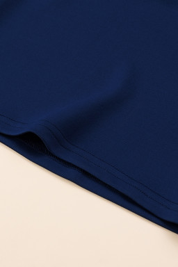 Blue Notched Neck Smocked Back Wide Leg Sleeveless Jumpsuit