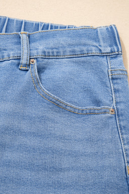 Iceland Blue Acid Wash Contrast Lace-up Plus Size Jeans