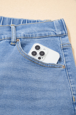 Iceland Blue Acid Wash Contrast Lace-up Plus Size Jeans