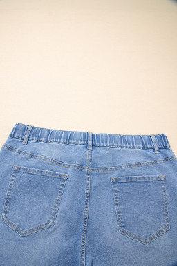 Iceland Blue Acid Wash Contrast Lace-up Plus Size Jeans