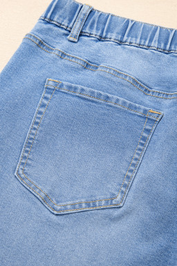 Iceland Blue Acid Wash Contrast Lace-up Plus Size Jeans