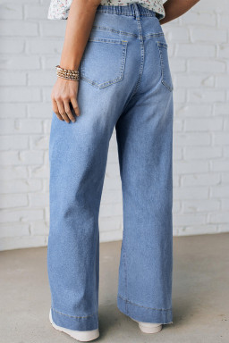 Iceland Blue Acid Wash Contrast Lace-up Plus Size Jeans