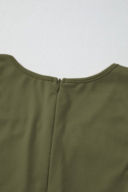 Four Leaf Clover Solid Color Pleated Detail Elastic Waist Sleeveless Jumpsuit