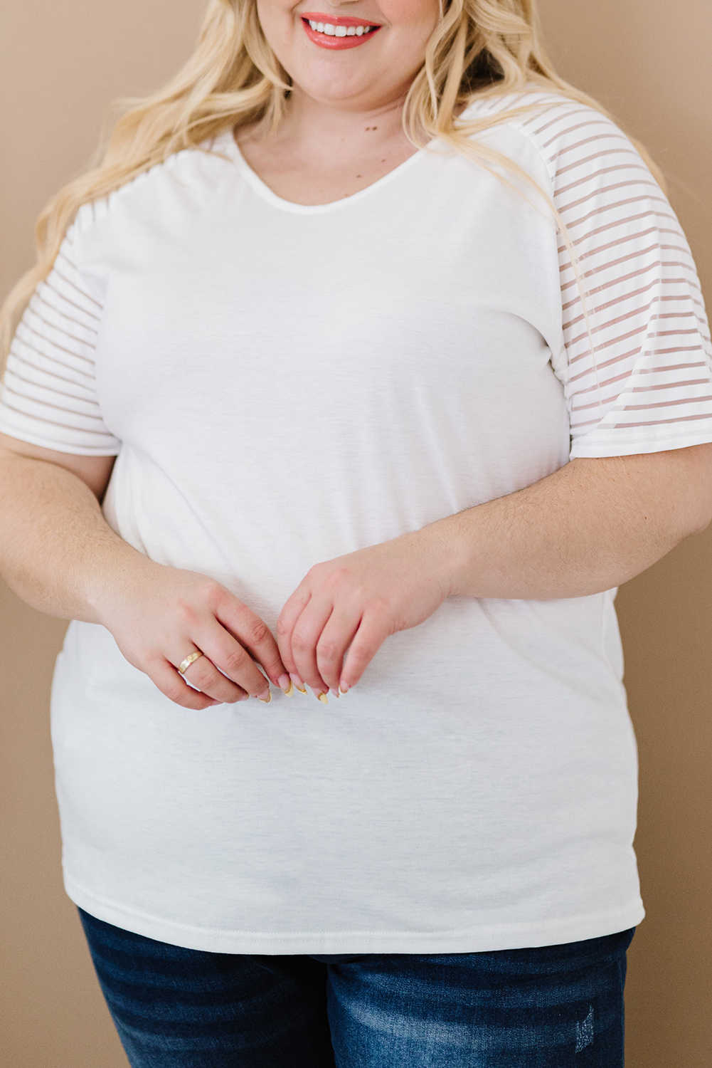 Samarreta de màniga raglan a ratlles blanques de talla gran