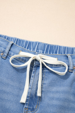 Iceland Blue Acid Wash Contrast Lace-up Plus Size Jeans