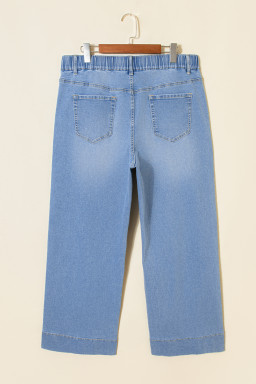 Iceland Blue Acid Wash Contrast Lace-up Plus Size Jeans