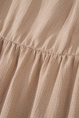 Dark Khaki Plus Size Textured Ruffled Short Sleeve Dress