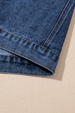 Dark Blue Tailor Seam Detail Button Down Denim Vest