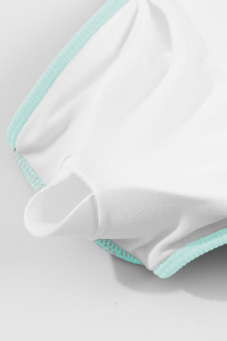 Beau Blue Stylish Ribbed Contrast Trim Spaghetti Straps 2pcs Bikini Swimsuit