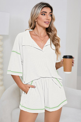 Conjunt de 2 pantalons curts informals blancs transpirables amb vora de bloc de color waffle