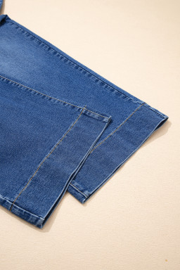 Dark Blue Acid Wash Contrast Lace-up Plus Size Jeans