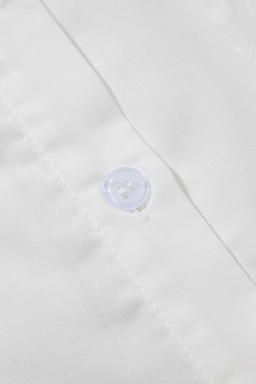 White Eyelet Embroidered Detail Short Puff Sleeve Shirt
